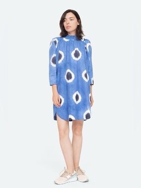Sea New York Blue Tie Dye Tunic Button Back Cotton Dress